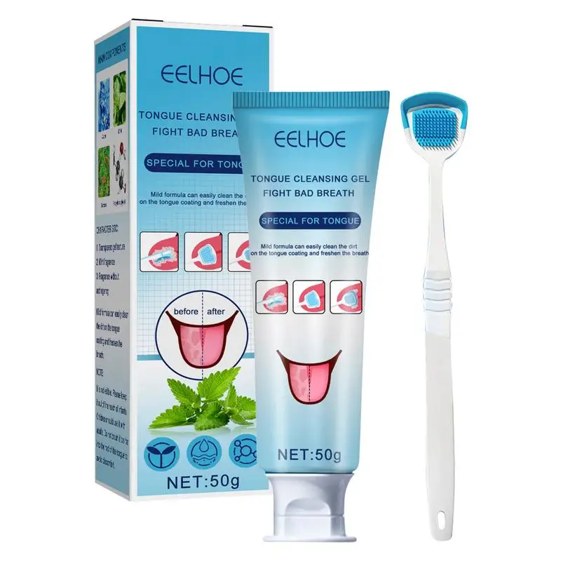 

Tongue Cleaner Gel With Brush Tounge Crapper Cleaning Gel With Brush Healthy Oral Hygiene Brush Bad Breath For Adults Kids