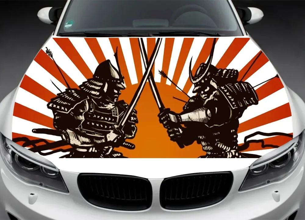 

Samurai Car Sticker Japanese Vehicle Painting Hood Sticker Vinyl Wrap Car Front Universal Size Anime Decorative Sticker