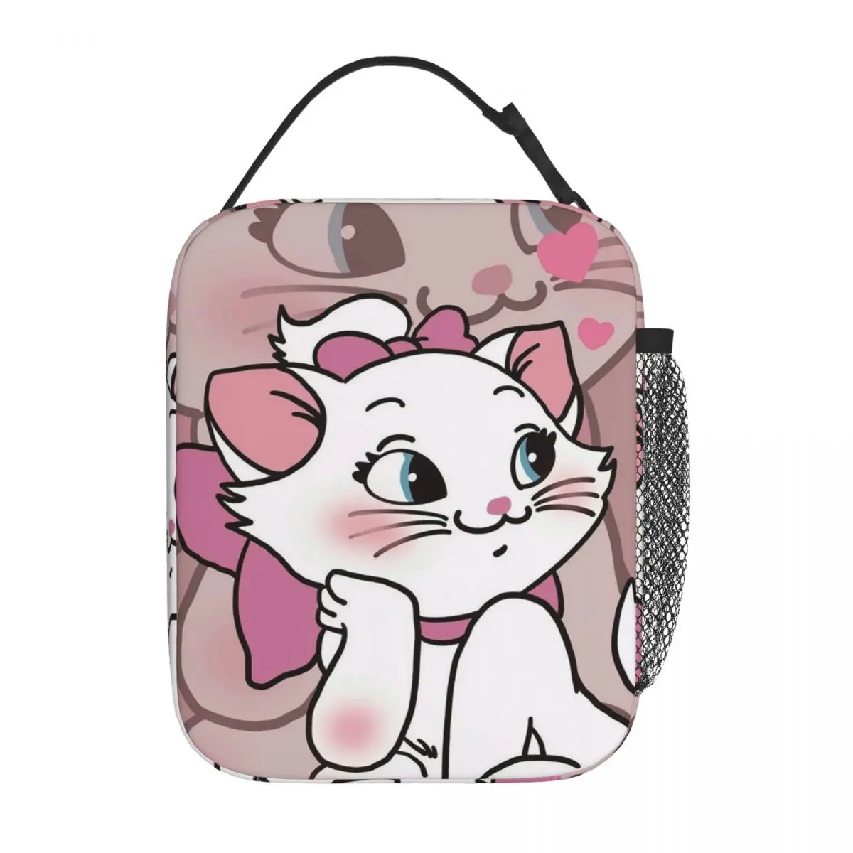 الوردي الأرستوكات لطيف ماري القطط معزول حقيبة الغداء للنساء الأطفال مانعة للتسرب صناديق الطعام علب الاغذية الحرارية حمل
