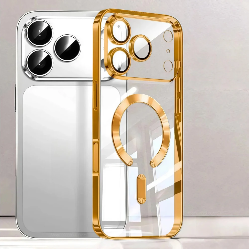 Luxuriöse MagSafe Magnetische Galvanisierte Handyhülle für iPhone 17 Pro Max 17 Pro Stoßfänger-Hülle für iPhone 17 Pro Max 17 Air Transparente Abdeckung