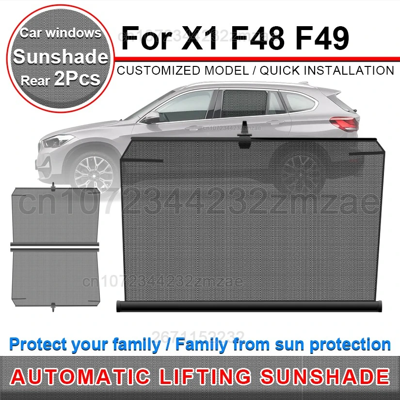 2 Pcs Retractable car sunshade For bmw X1 F48 F49 E84 ix1, car rear side window sunshade, Foldable UV protection car Accessories