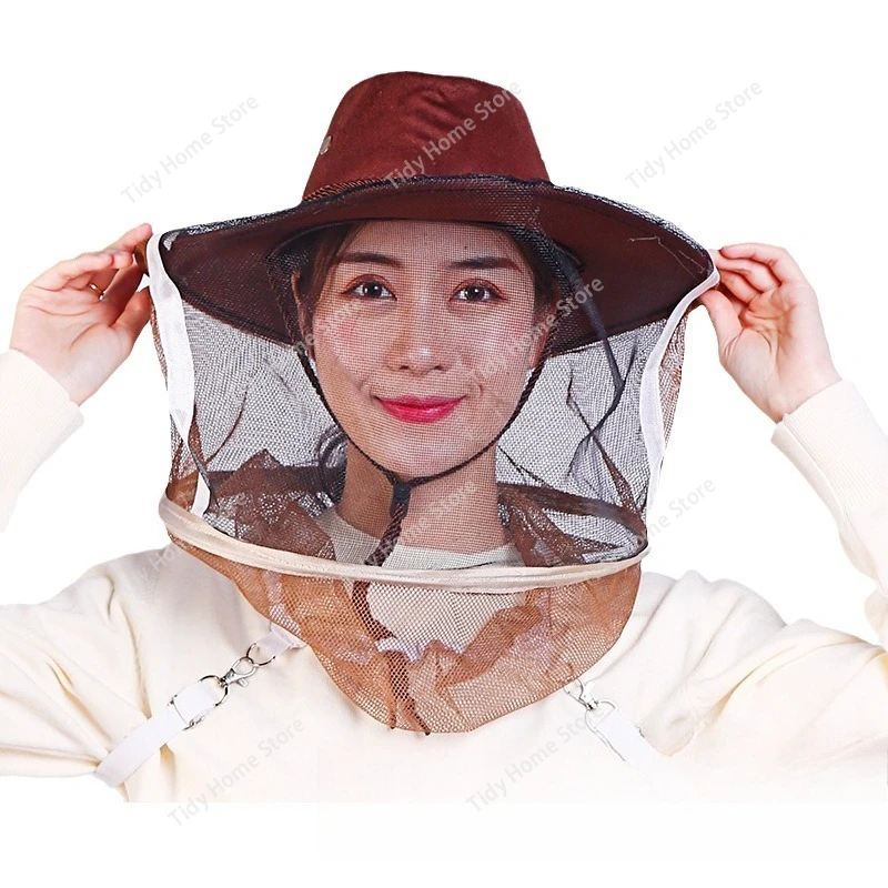 

Beekeeping Tools: Thickened Red, Buttoned Western Cowboy Bee Cap, Bee Gear Supplies: Camouflage Hat, Black Face Net, Fishing