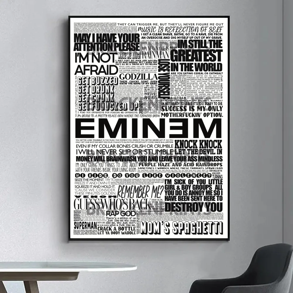 Hot Rapper E-Eminem Poster Fancy Wall Sticker for Living Room Bar Vintage Decorative Painting Middle