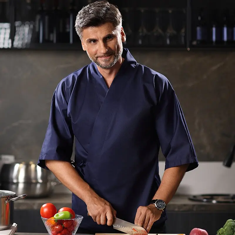Chef Uniform 3/4 Sleeves Restaurant Hotel Chef Jacket Men Women Japanese Kitchen Cook Coat Kitchen Clothes Shirt Waiter Sushi