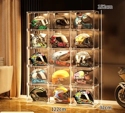 Transparent Eco-Friendly Plastic Display Motorcycle Hat Organizer Cabinet Helmet Storage Shelf Rack Placement Closet Rack