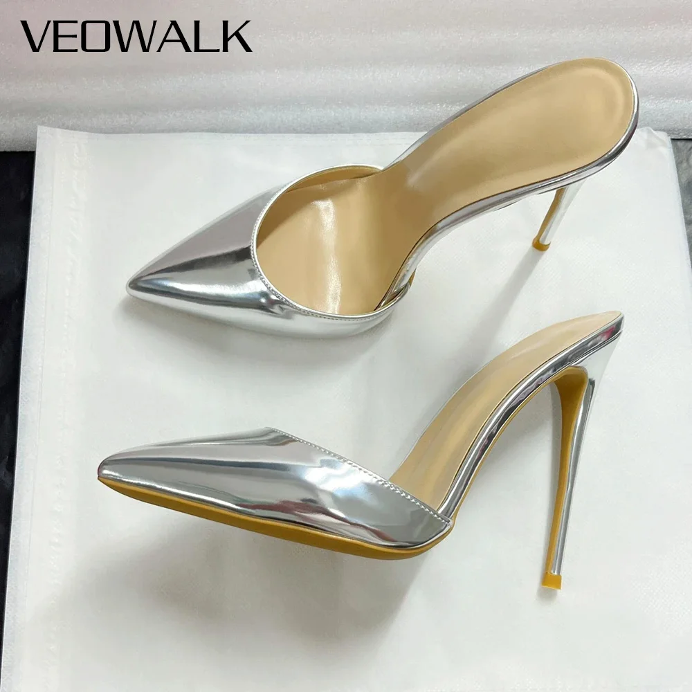

Женские туфли-лодочки на высоком каблуке 12 см с металлическим серебром и острым носком, дизайнерские туфли-лодочки на шпильке для гламурной ночи, повседневная обувь