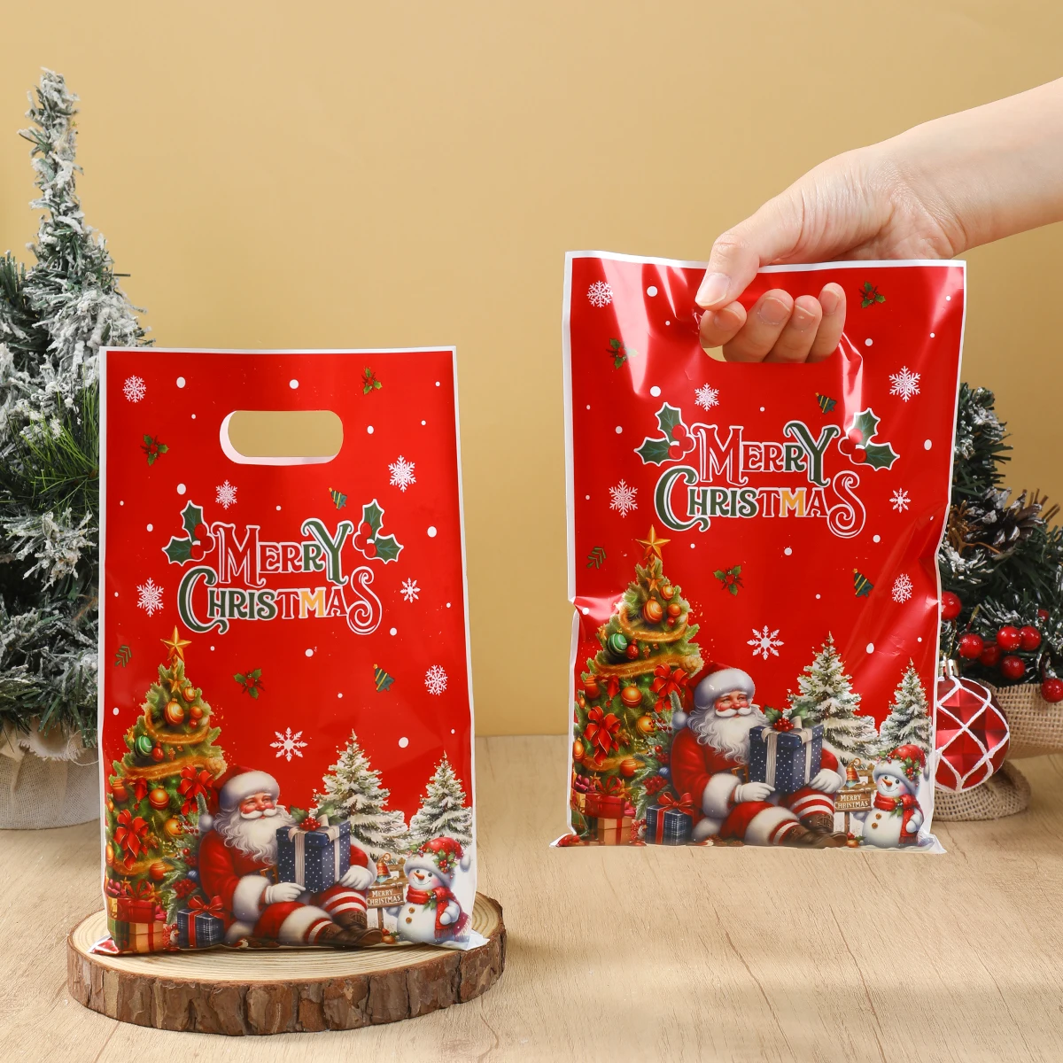 Weihnachtsmann-Geschenktüten aus Kunststoff, frohe Weihnachtsdekorationen für Zuhause, 2025, Navidad Natal, Süßigkeiten, Kekse, Verpackungsbeutel, Neujahr 2026