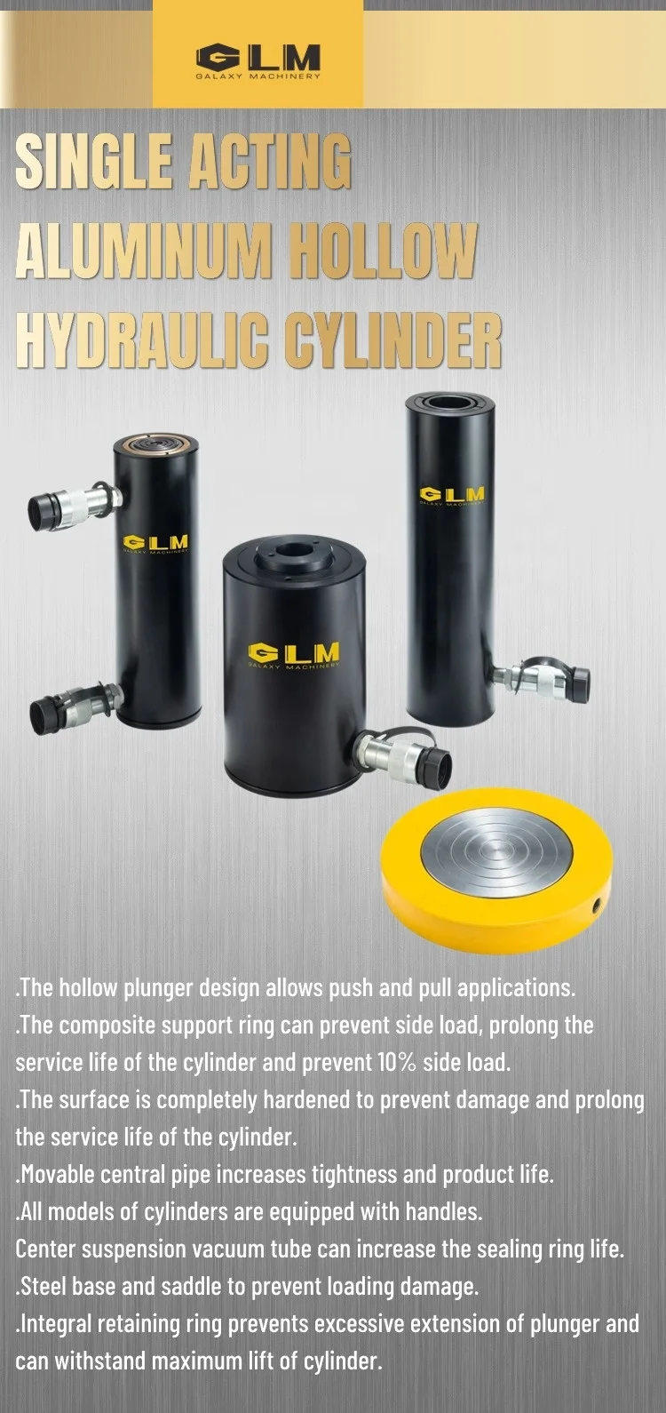 Aluminum Hollow Single Acting Lock Nut 20 Ton  Hydraulic Cylinder Jack