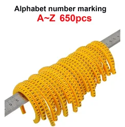 650pcs/Lot A-Z EC-0 EC-1 EC-2 EC-3  4mm2  Twenty-six   English Letter Flexible Print Sleeve Tube Label Network Wire Cable Marker