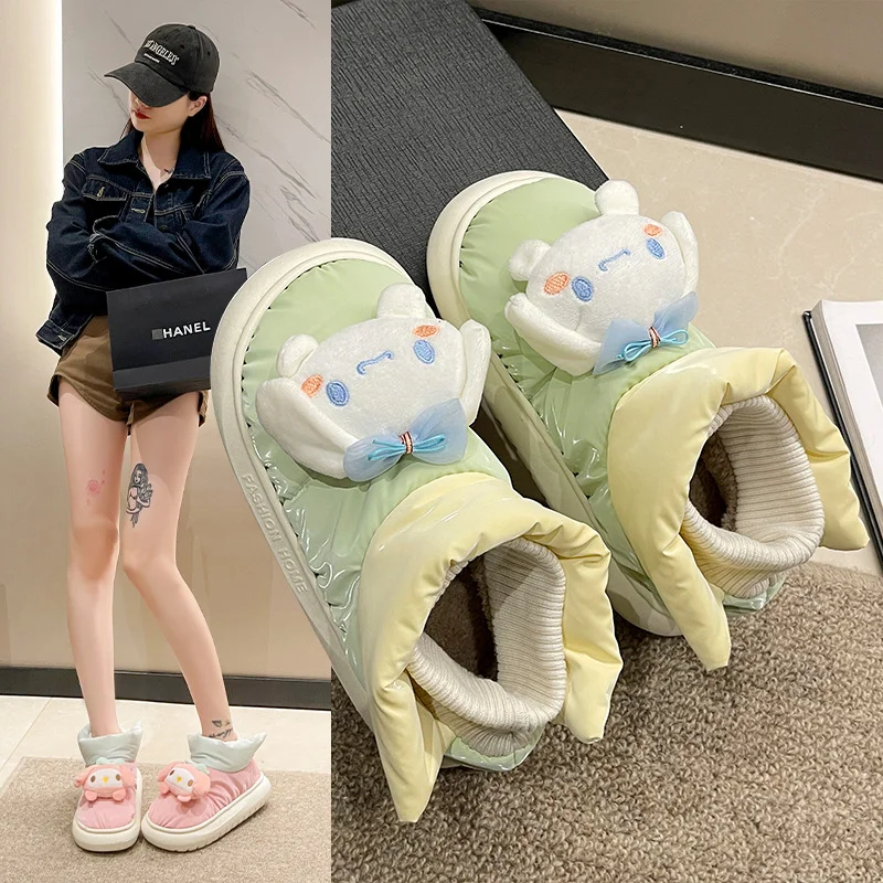 Sanrio Kulomi cartoon doll winter warm women's snow boots fashion new outer short boots cartoon Melody home cotton shoes