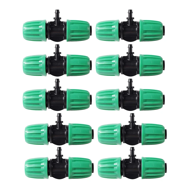 10 Pcs Barbed Tee 1/2 Inch Tubing (1/2Inch ID) 16Mm To 1/4 Inch Irrigation Tube Anti-Drop Fitting (Fits 13Mm ID/4Mm ID)