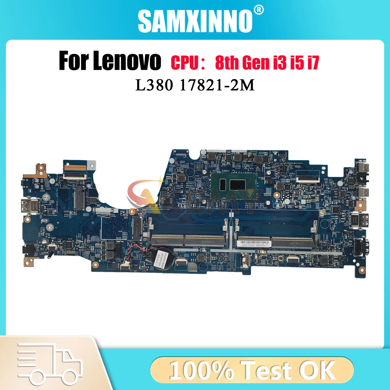 

17821-2M Материнская плата для ноутбука Lenovo ThinkPad L380 S2 с процессором I3 I5 7-го и 8-го поколения, 100% полностью протестирована