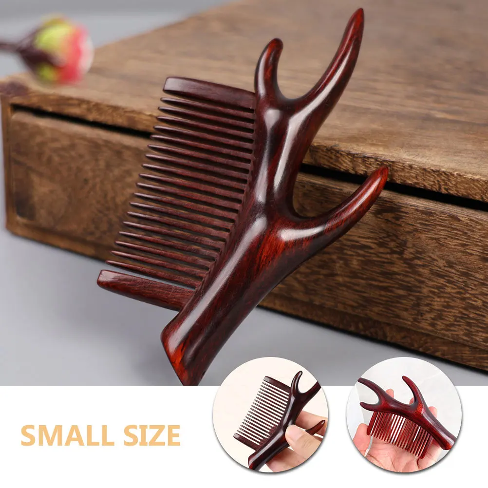 

Wood Comb Creative Antler Style Compact Portable Scalp Massage Wide Tooth Detangling Comb for Women Hair Use