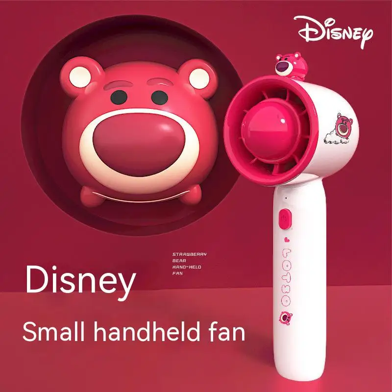 New Disney Mickey Aisha Strawberry Bear Kawaii Usb Handheld Fan Mini Student Portable Small Mute Electric Fan Summer Fan Gift