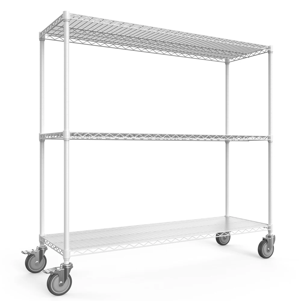 

3-layer Shelves Wire Shelves Metal Stainles Steel Mobile Shelves Multi-layer Material Wire Racks Household Storage Racks Kitchen