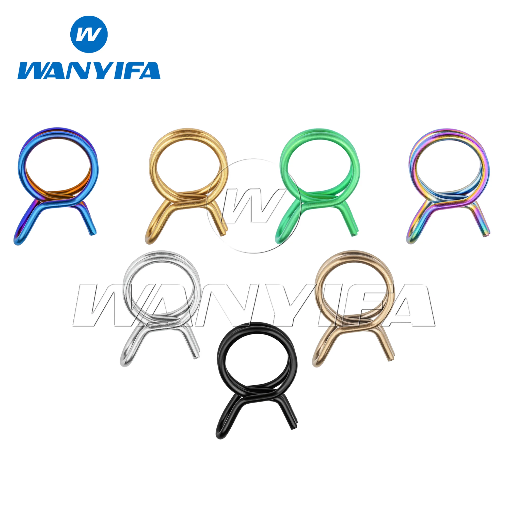 Grade 5 Titanium Alloy 9.8mm Spring Type Hose Clamp Optional Fuel Line Gear Clips Replacement Parts for Motorcycle Yacht Vessel