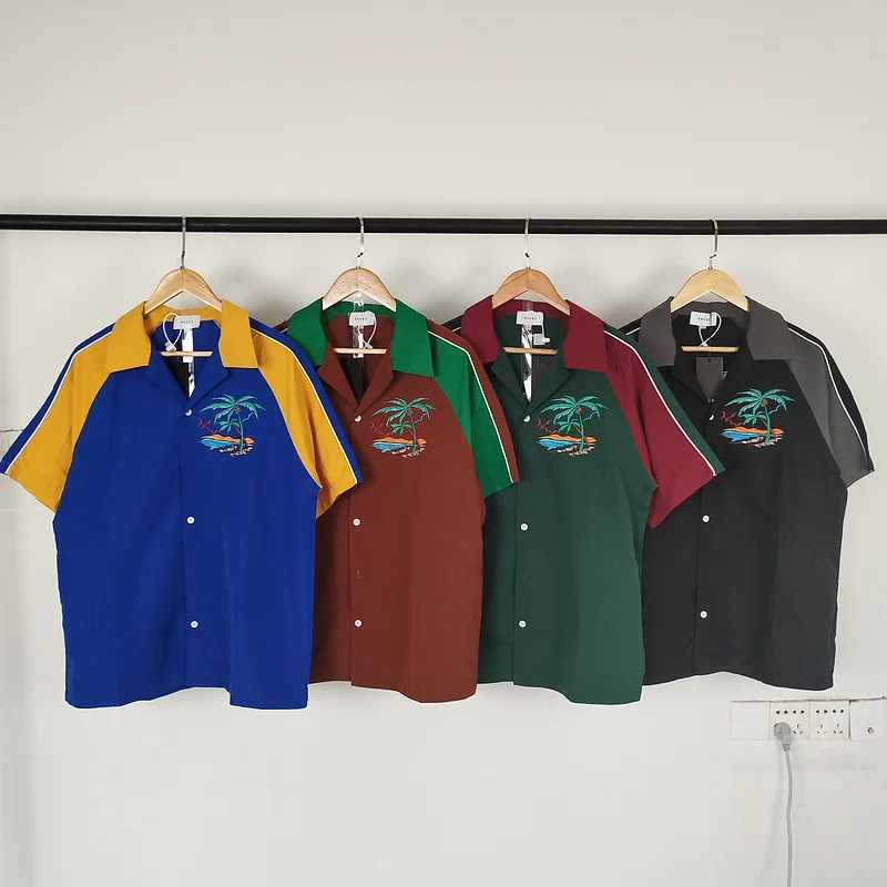 

Loose ort Sve Embroidered nut Tree Patchwork Contrast Color Summer Casual irt Vintage Stitching Street Sle Boy's...