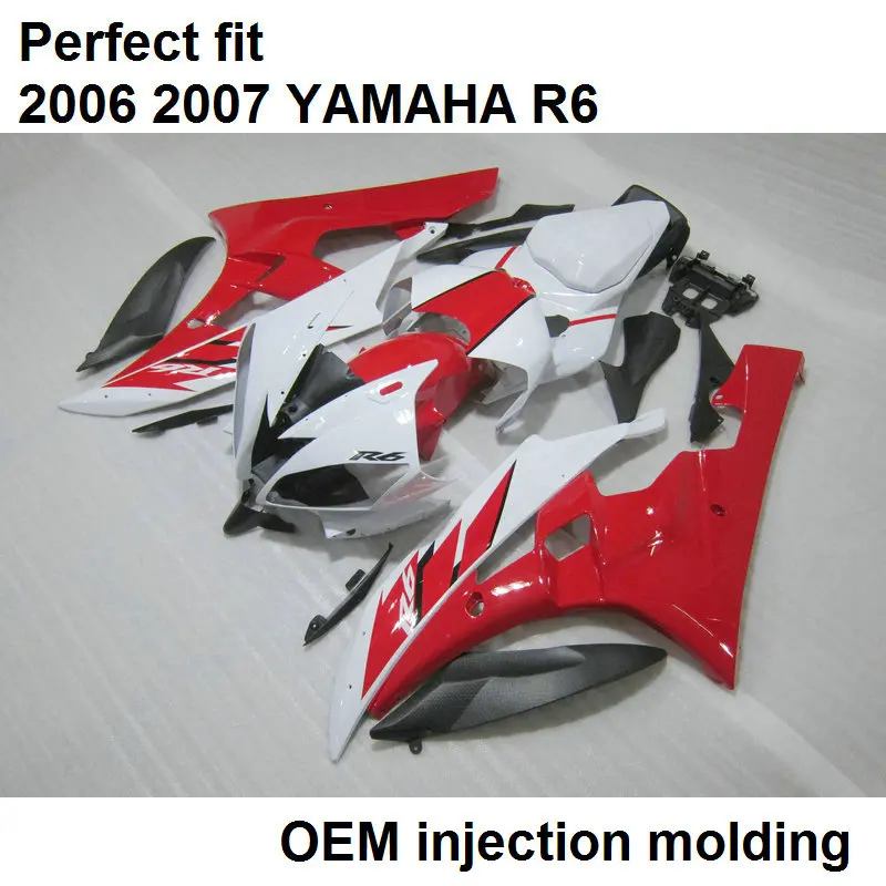 High Quality Injection Mould Fairing Kit For YAMAHA YZF R6 06 07 White Red Black Motorcycle Fairings Set R6 2006 2007 HZ28