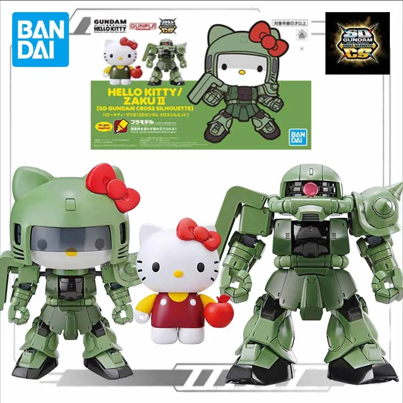 Bandai Original Model Kit  SDCS Hello Kitty ZAKU 1 2 Anime Action Figure Assembly Model Toy for Boys Gifts Ornaments