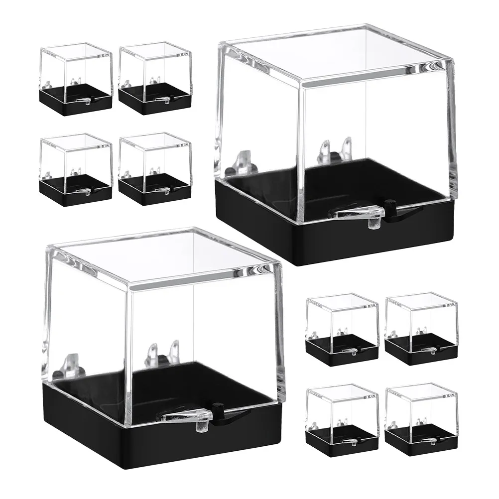 10Pcs Clear Specimen Display Box Transparent Plastic Storage Case for Mineral Stones Insects Small Collection Decor