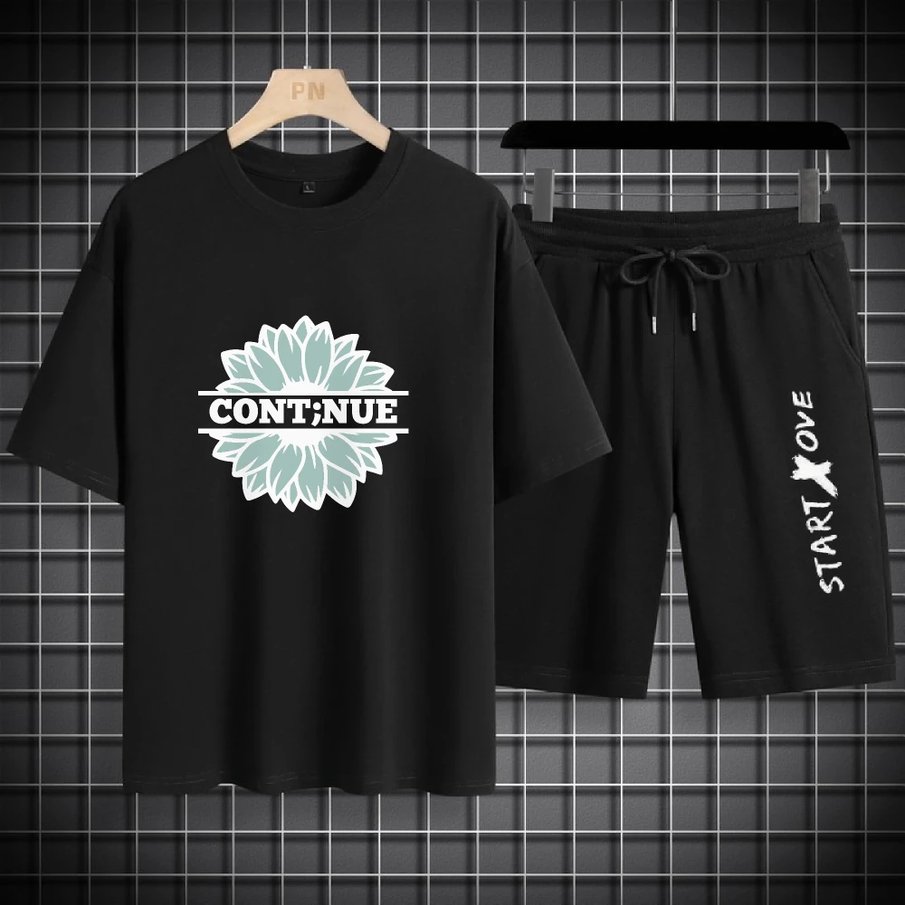 

2025 Casual MenThin Tracksuit Set Stylish Comfortable Everyday Wear Sports Tshirts+shorts two-piece sets luxury men's clothing