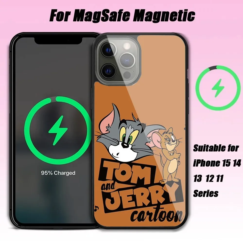 T-Tom And J-Jerry Phone Case For IPhone 15 14 13 Pro Max 11 12 Mini Alex Mirror For Magsafe Wireless Charging Cover