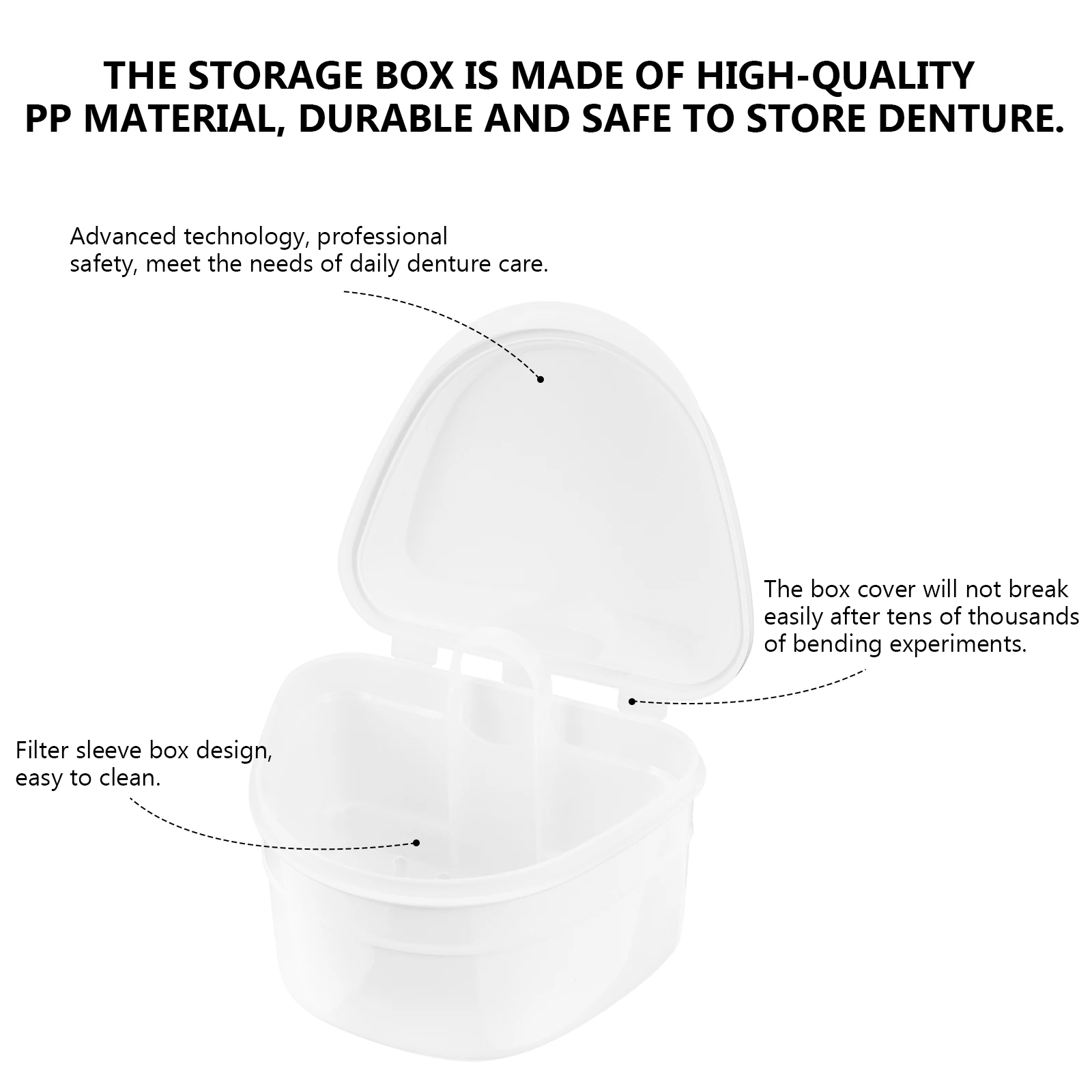 

Denture Care White False Teeth Brush Portable Cleaner Storage Travel False Teeth Retainer Camping Container Case Holder