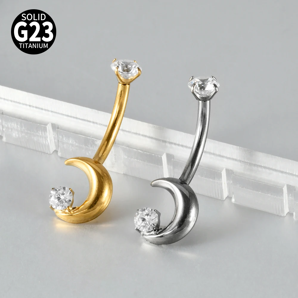 Titanium Carved Zircon Belly Button Stud, 1PC
