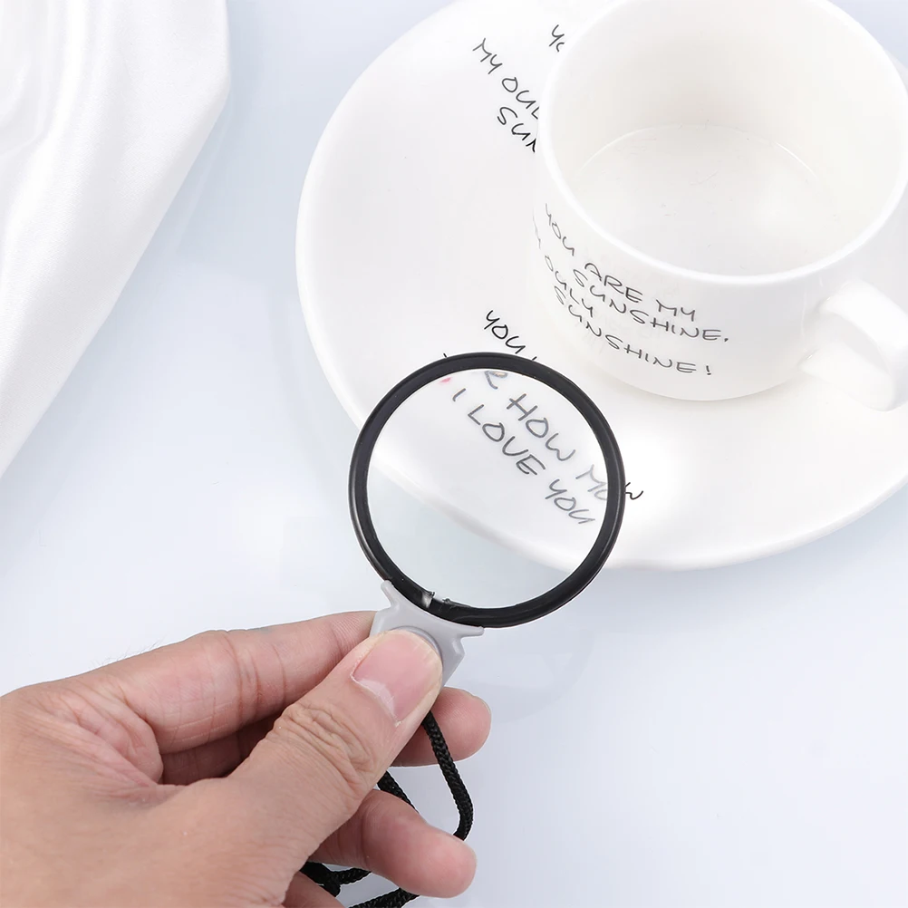 

Hanging Magnifying Glass Necklace Portable Magnifier Black Universal Glasses For Reading Examining Documents Photos Collectibles