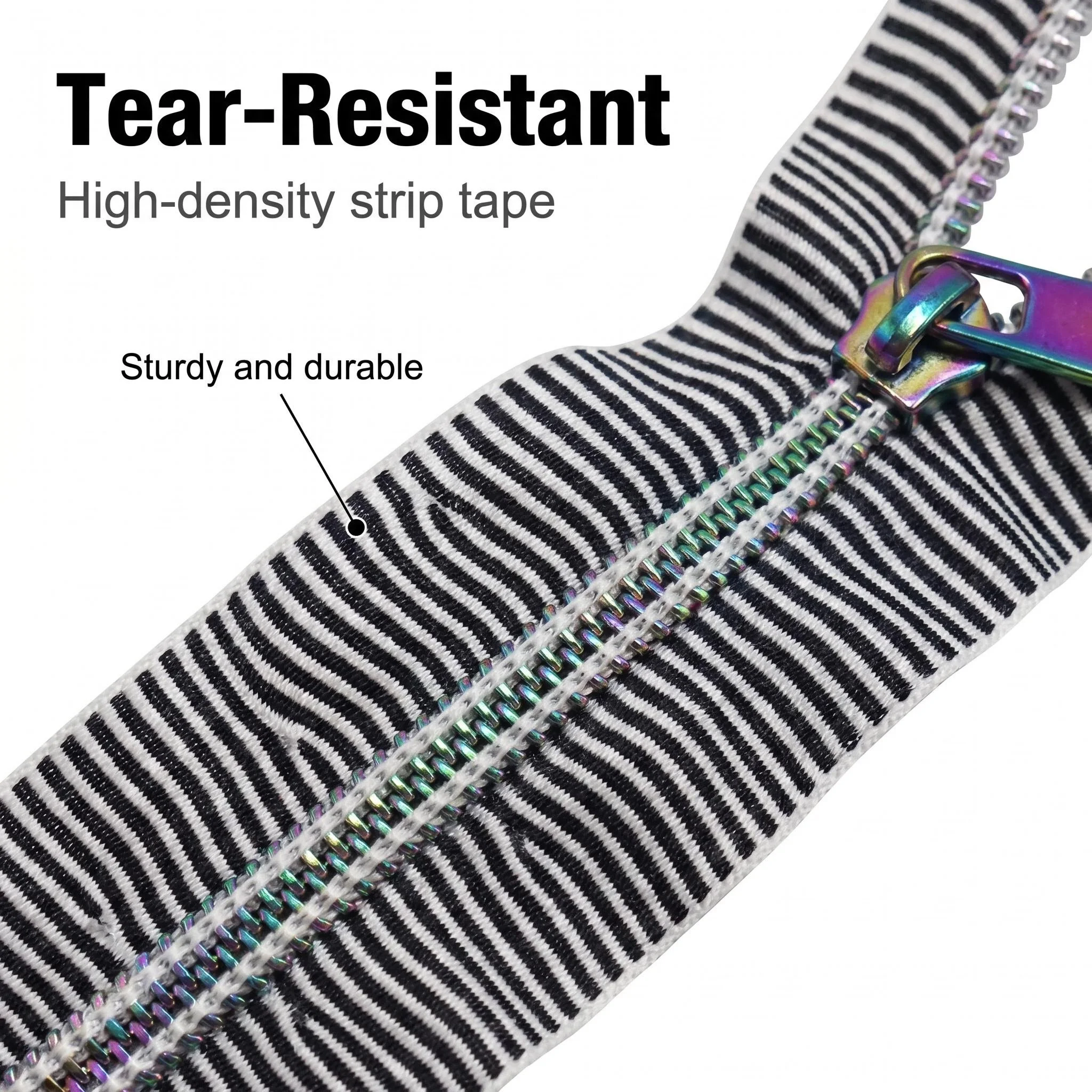5 Yards Reißverschluss + 10 Reißverschlussenden, 5 # Gurtband-Reißverschluss, Gestreiftes Gurtband, in Verschiedenen Farben Erhältlich, Geeignet für Taschen und DIY-Projekte – Detail 3