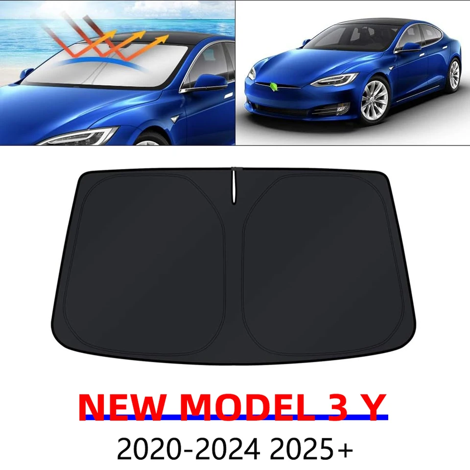 테슬라 모델 Y 주니퍼 모델 3 하이랜드 2025-2020 전면 유리창 햇빛 가리개 접이식 열 차단