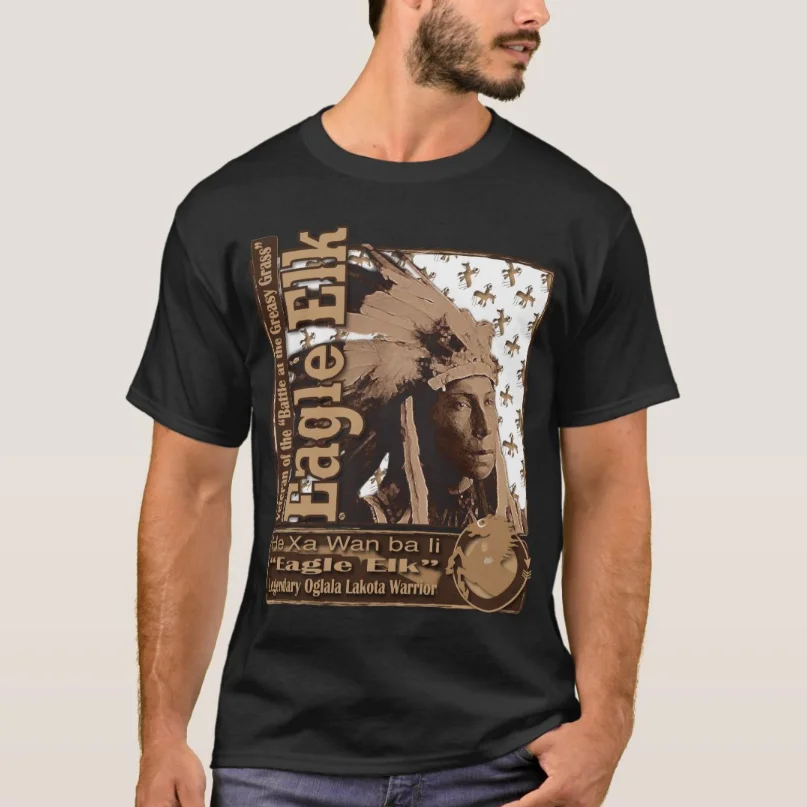 

Eagle Elk Oglala Lakota Warrior T Shirt Short Sleeve Casual 100% Cotton O-Neck Mens T-shirt Size S-3XL