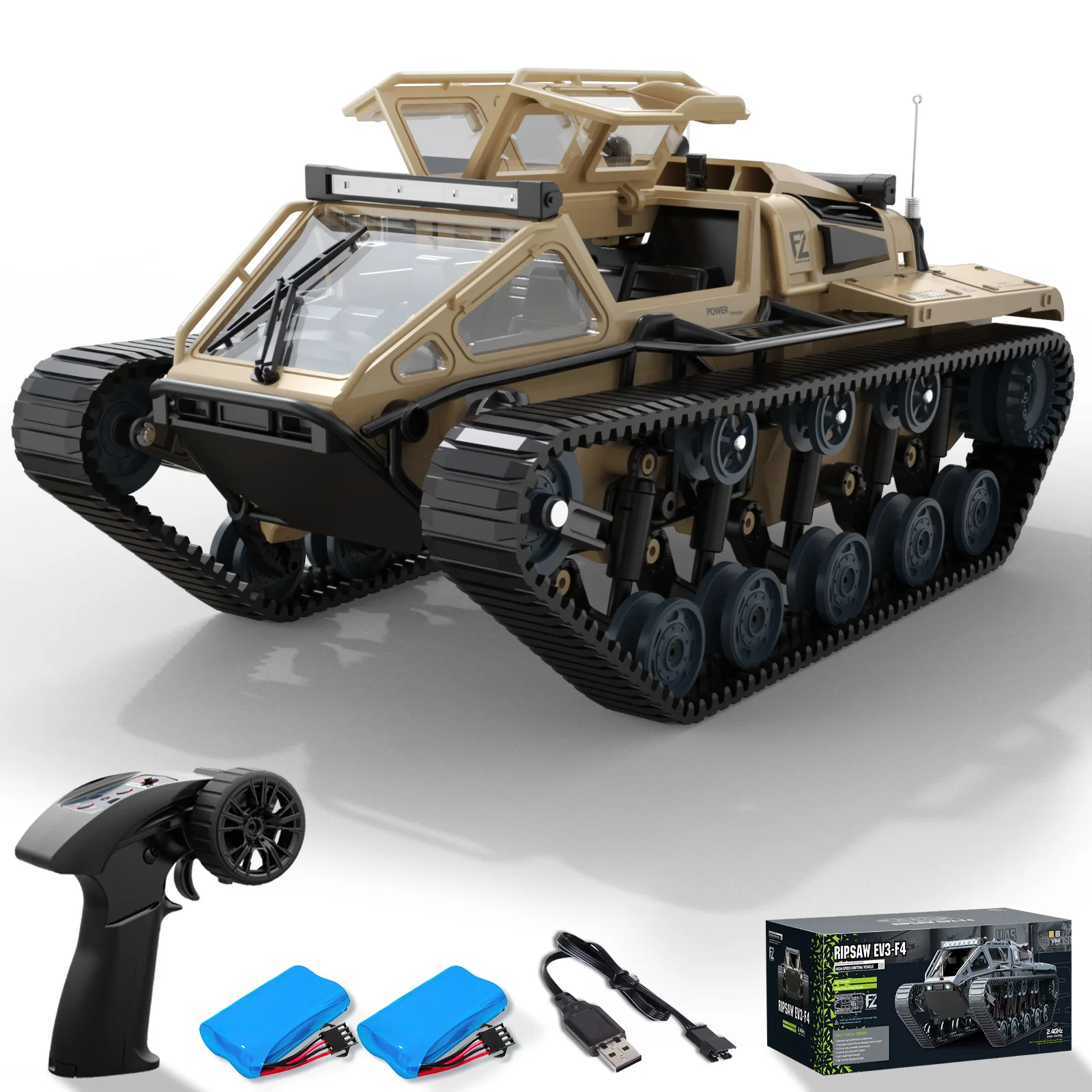 

RACENT 1:16 RC Tank Remote Control Tank Off-Road RC Truck 4WD RC Crawler 360°Rotating Drifting Car with 2 Batteries