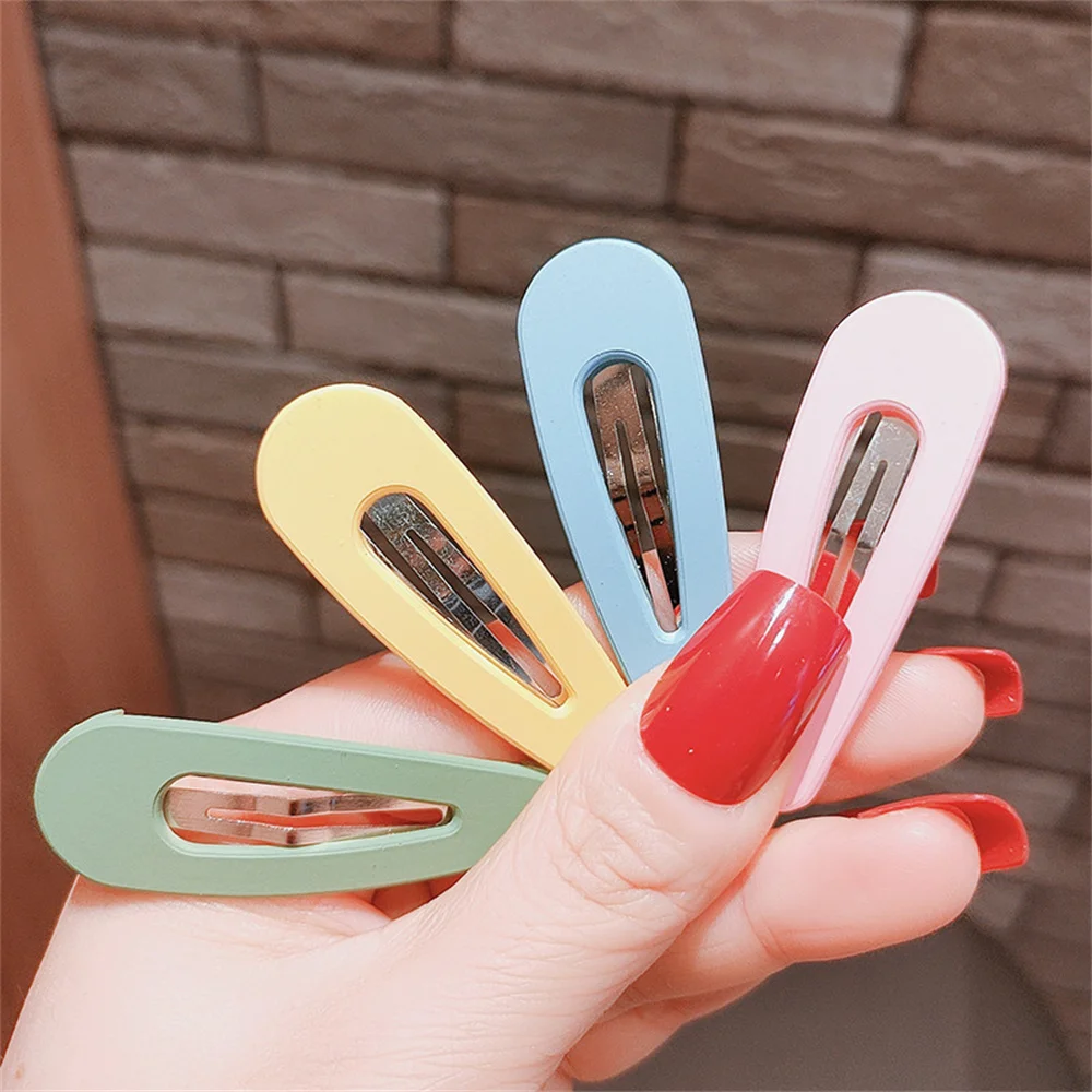 6 pçs/set hairgrip doce cor fosco grampo de cabelo orelhas de coelho oval triângulo grampos de cabelo feminino meninas acessórios para o cabelo