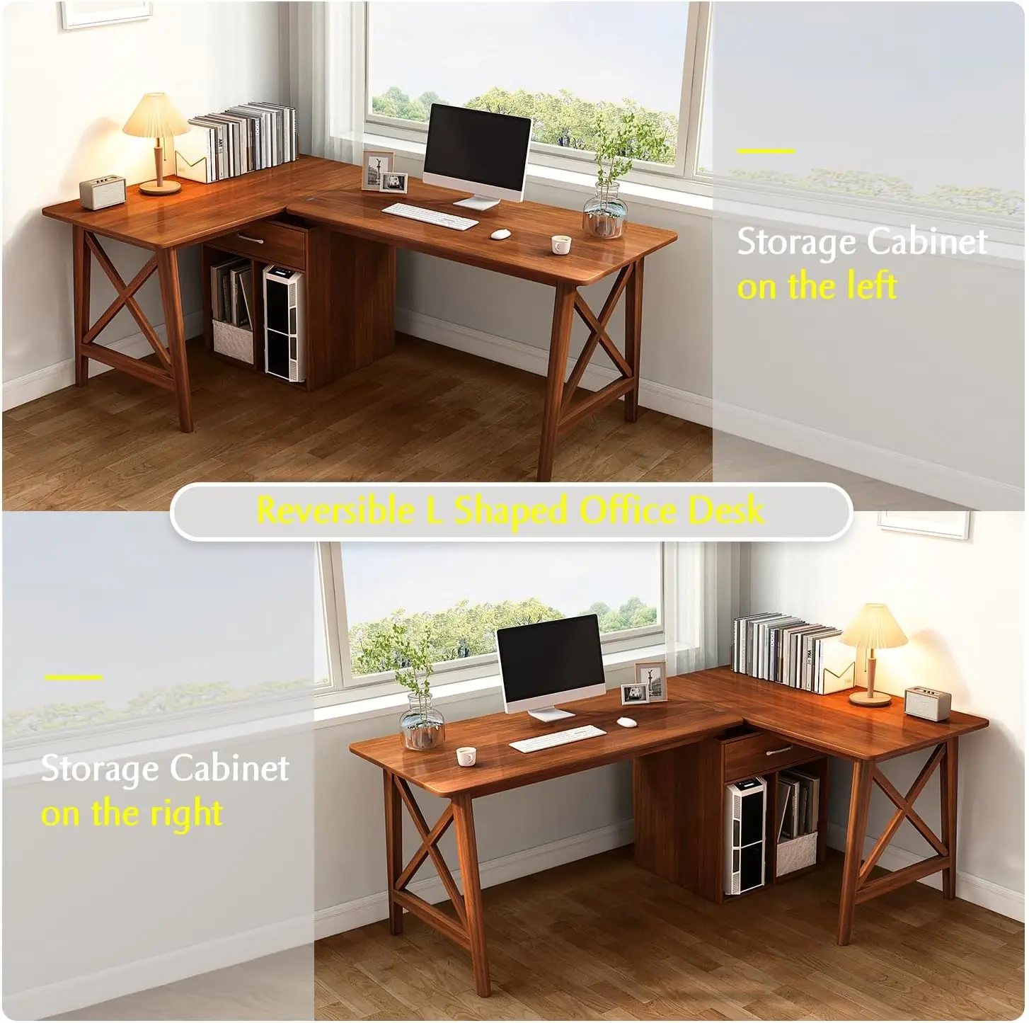 2-Person Desk with Storage Cabinet - 94