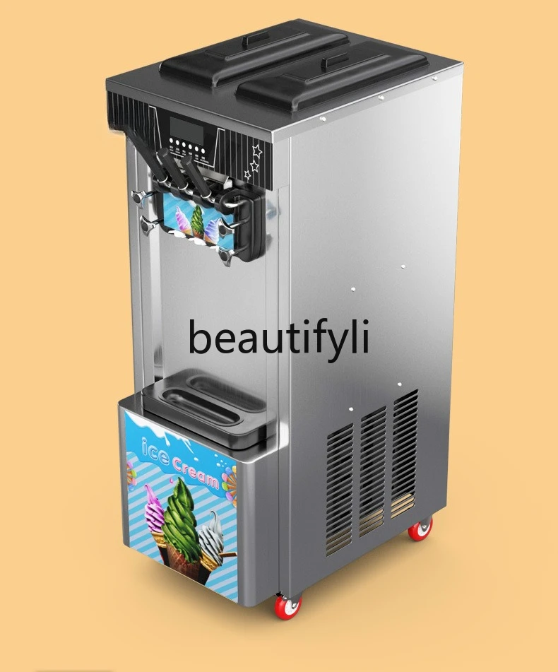 

Desktop Soft Ice Cream Machine Commercial Small Cone Ice Cream Maker Three-Color Ice Cream Machine