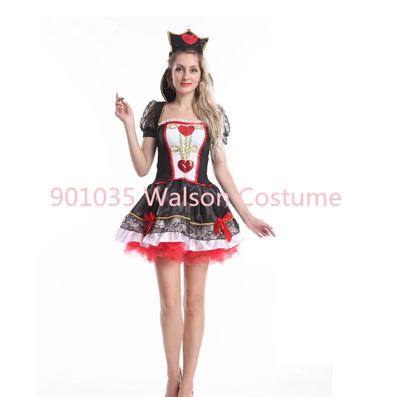 Deluxe Womens Ladies Queen of Hearts Fancy Dress Costume Halloween  fancy dress S,M,L,XL,2XL