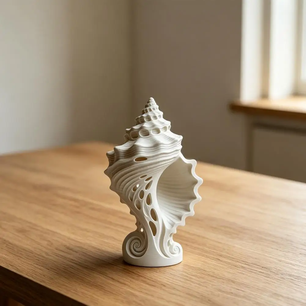 Carved Conch Shell Figurine Home Office Desktop Decor Delicate Conch Shell Ornaments Study and Wine Cabinet Decor Ideal Gift