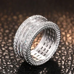 Huitan Brilliant Wedding Engagement Rings for Women full Inlaid CZ Aesthetic Exquisite Finger Accessories Delicate Party Jewelry