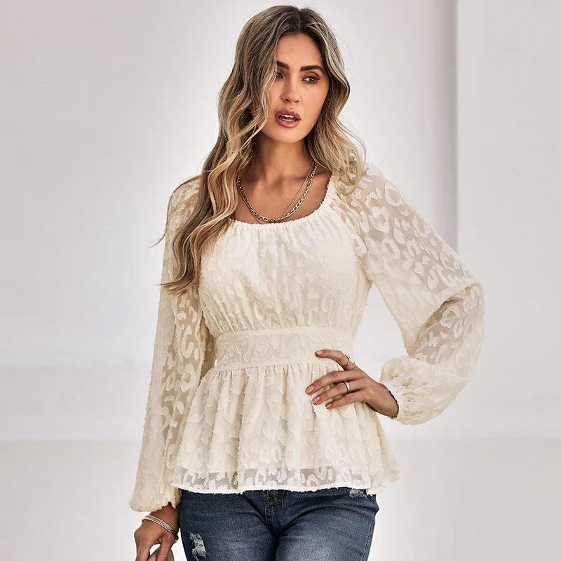 Ardm Elegant O Hals Chiffon Met Voering Blouses Lange Mouw Zoete Partij Shirts Voor Vrouwen Chic Tops