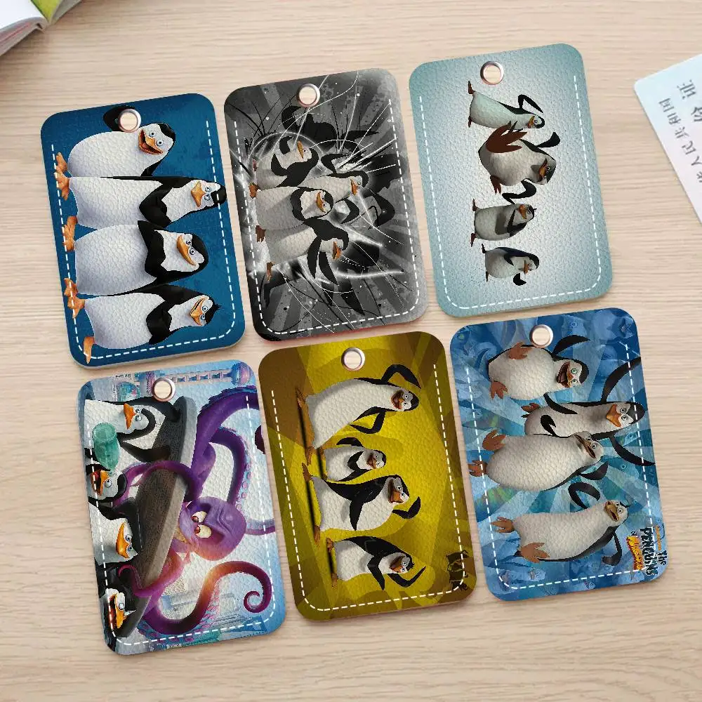 

P-Penguins Of Madagascar Rectangle Keychain Card Holder, Badge Credit Card Holder, Student ID Card Holder, Bus Cards Cover