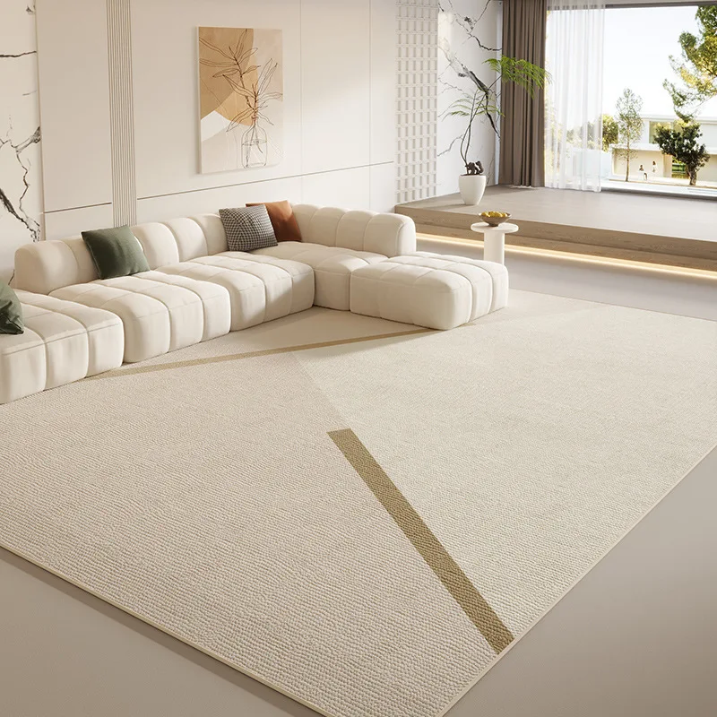 VIKAMA Modern Cream White Geometric Rug Soft Loop Pile Non-slip Large Area Carpet for Living Room Bedroom Nordic Home Decor