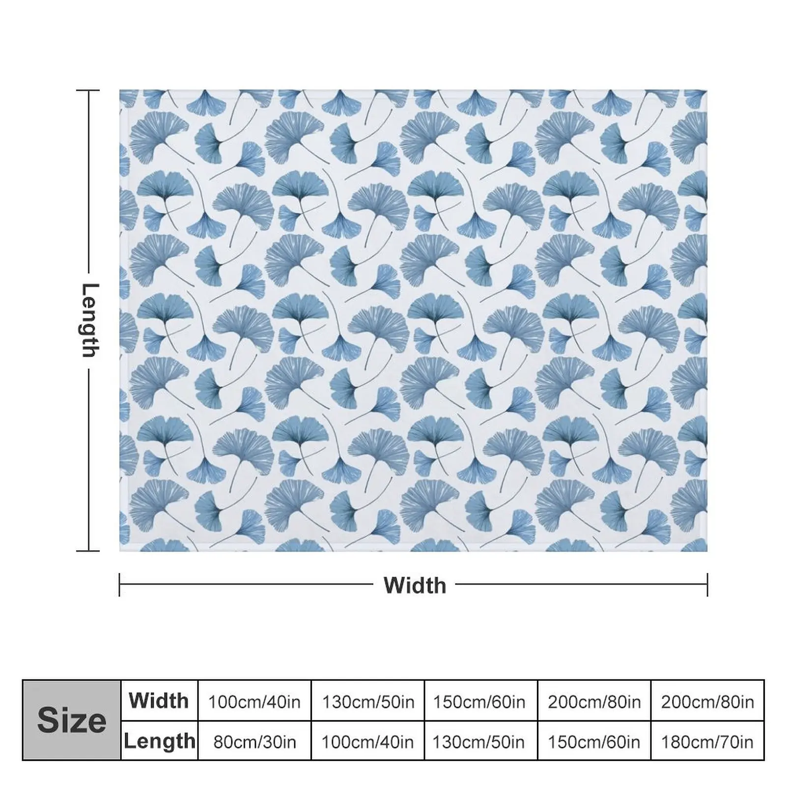 Blue & White Gingko leaf design Throw Blanket Luxury Designer Blankets For Sofas Furry Blankets