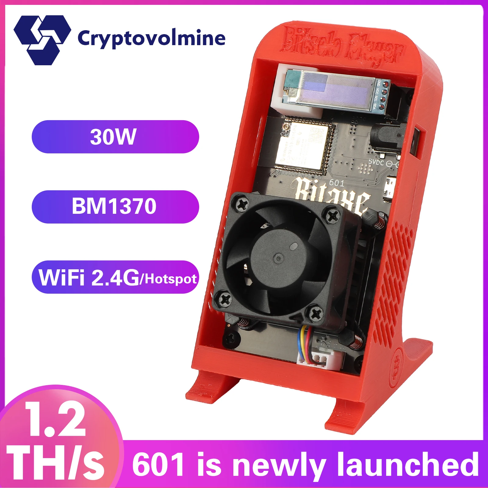 Bitaxe Gamma 601 Bitcoins Miner BM1370 Asic Chip 1.2TH/s Solo Miner 2.4G WiFi/Hotspot Home Use BTC Miner Low Noice Crypto Miner