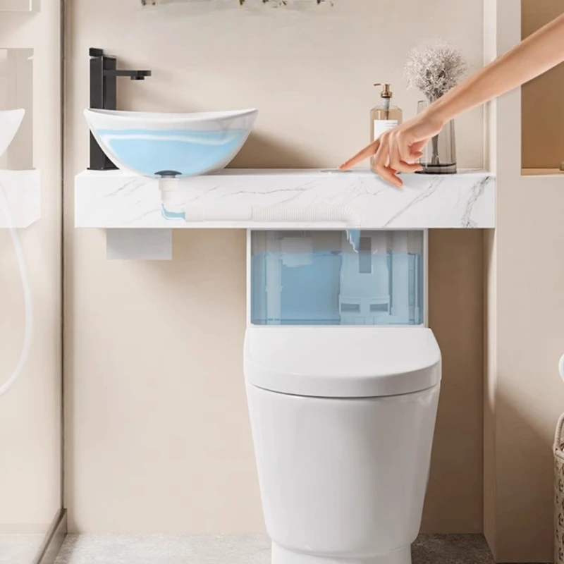 

Rear toilet wash integrated household bathroom left and right side wall row toilet wash basin