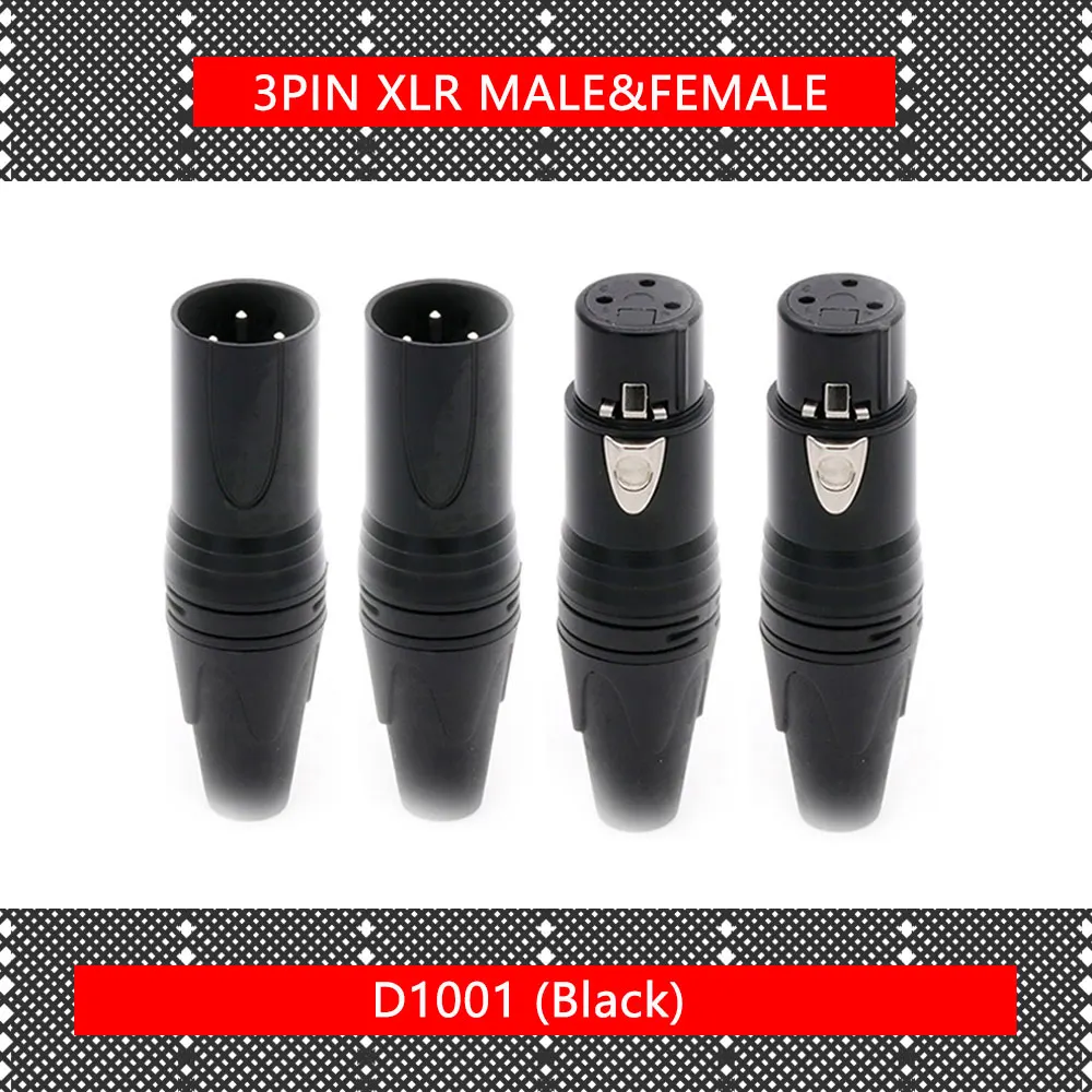 10 Stks/partij 3/4/5pin Xlr Connector Mannelijke/Vrouwelijke Xlr Plug Jack Socket Microfoon Mic Kabel Audio kabel Connector Zwarte Kleur