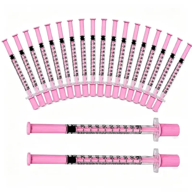 5Pcs 1ml Pink Disposable Insulin Syringe  Fine Needle Sterile Hypodermic Injection Syringe For Subcutaneous Use