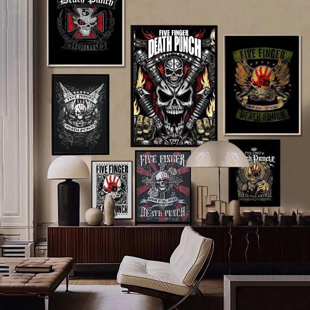 Vintage F-Five Finger Death Punch Good Quality Prints and Posters Vintage Room Home Bar Cafe Decor Aesthetic Art Wall Painting