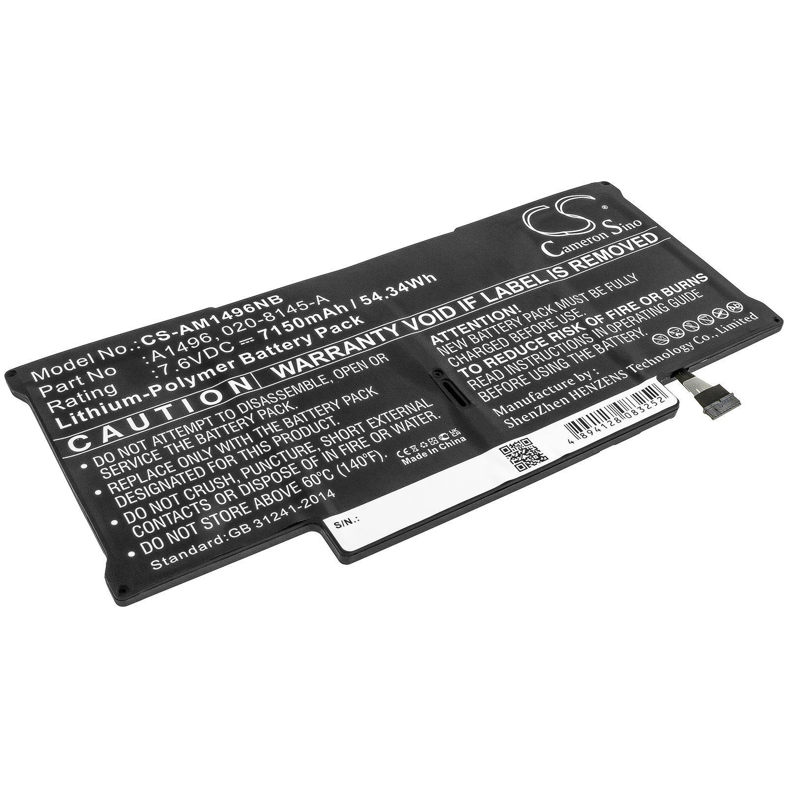 100% NEW 7.6V 7150mAh Notebook Battery A1496 020-8142-A 661-7474 for Apple Macbook Air 13