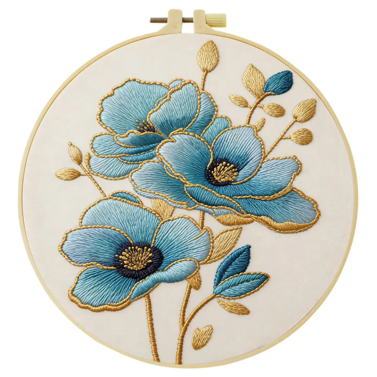 1 Stück 20X20CM/15X15CM 7,87/6,3 Zoll Pflanzen - Blumen Stickerei Starter-Kit DIY-Kit DIY-Stickerei-Set Handarbeiten Nähkunst – Detail 3